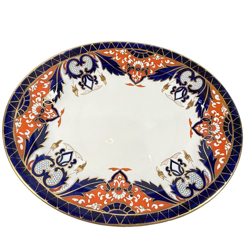 Maple & Co Oval Platter Imari Pattern London c2132? 17" x 13 1/2" Antique